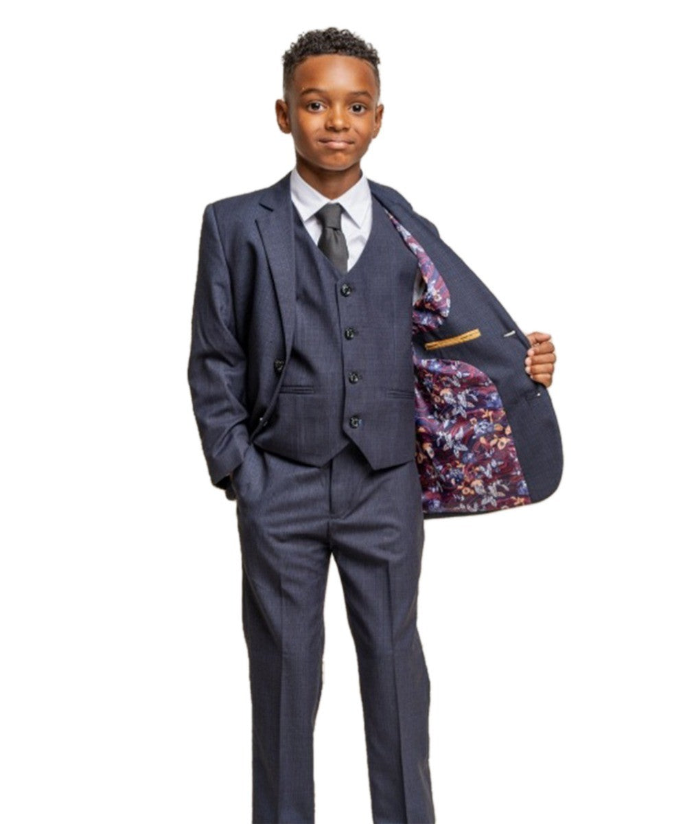 Boys Slim Fit Navy Suit - SEEBA - Navy Blue