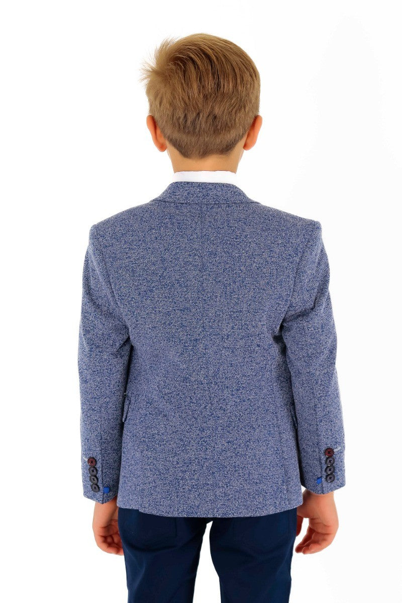 Boys Cotton Slim Fit Blazer and Waistcoat Set - Frank - Dark Blue