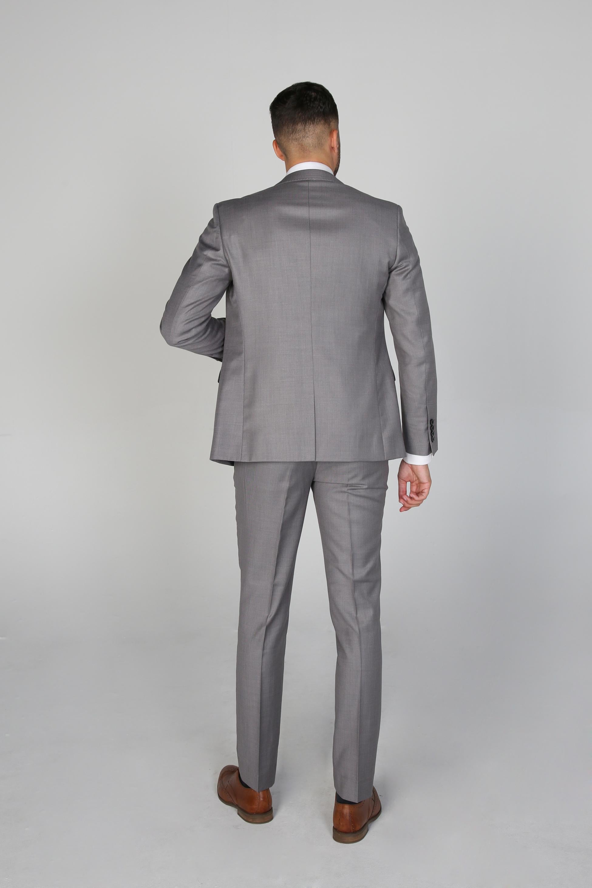 Men's Tailored Fit Formal Suit Jacket  - CHARLES - Light Grey