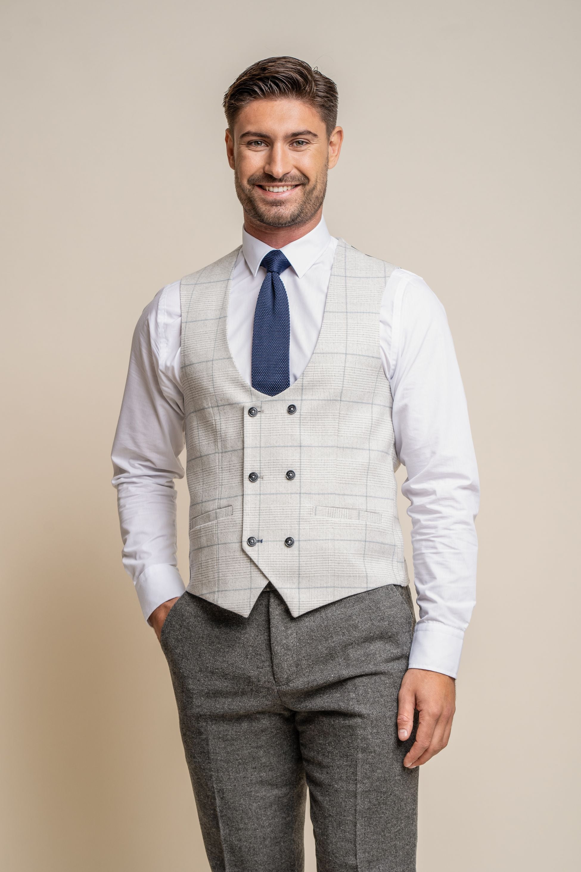 Men's Herringbone Suit with Double-breasted Waistcoat - Combined Set Martez Radika