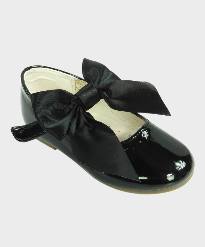 Girls Patent Mary Jane Flat Shoes - Black