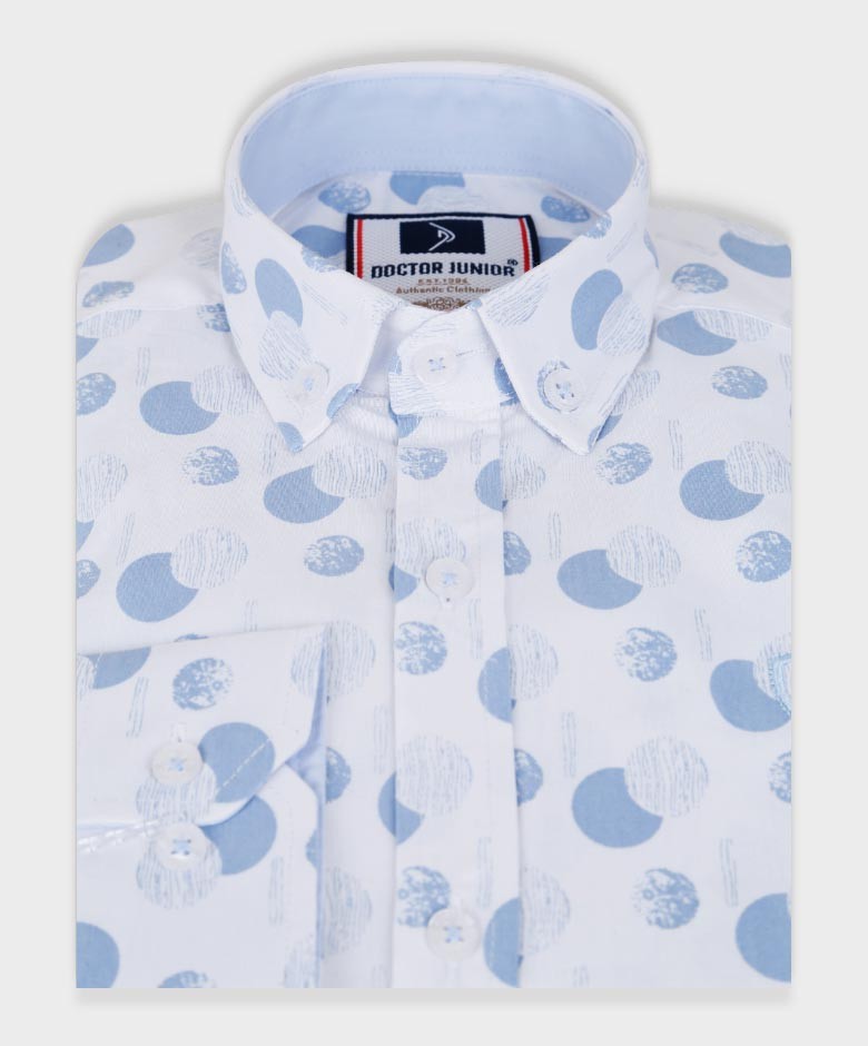 Boys Slim Fit Patterned Printed Casual Shirt - Blue