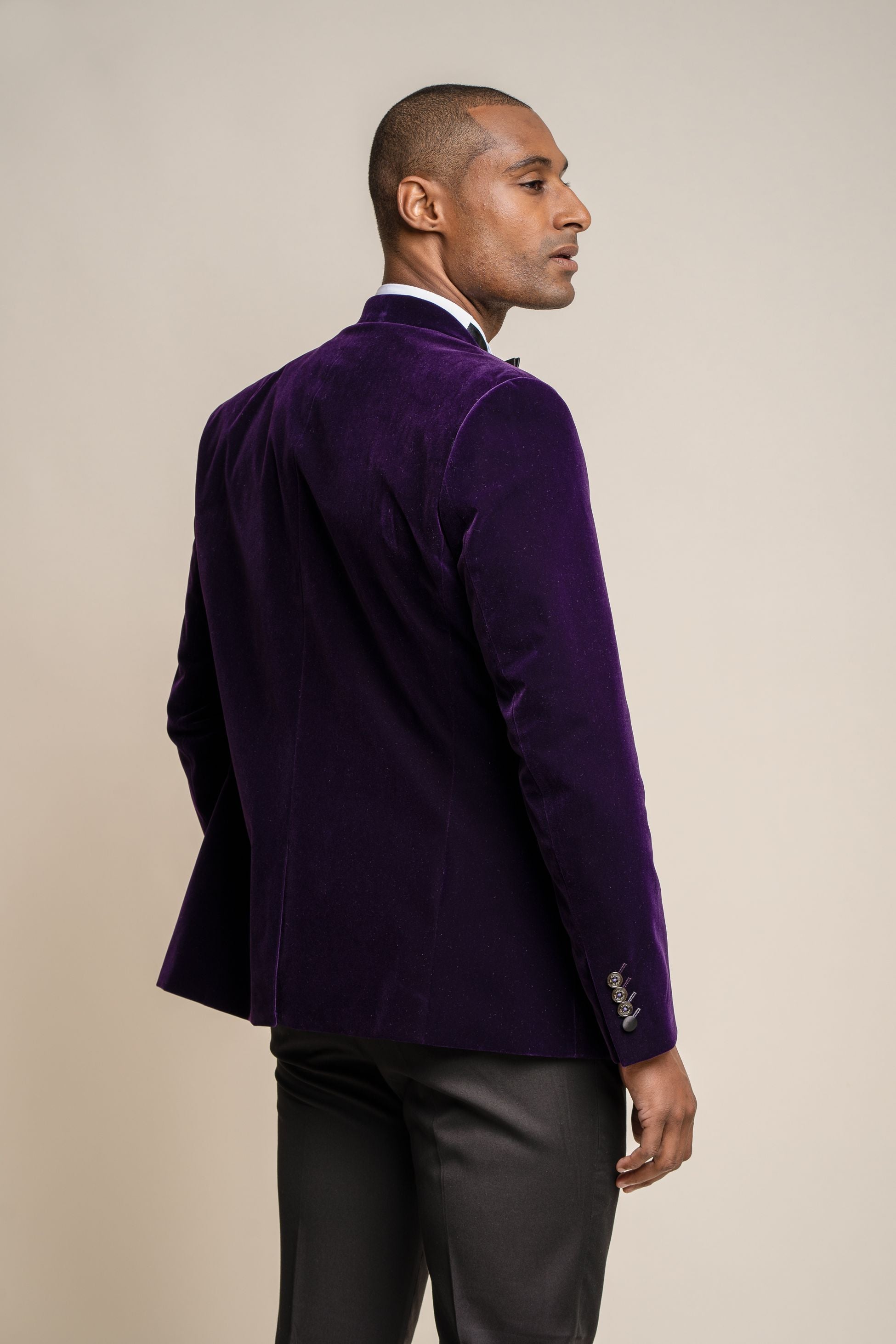 Men's Slim Fit Velvet Tuxedo Blazer - ROSA - Lilac