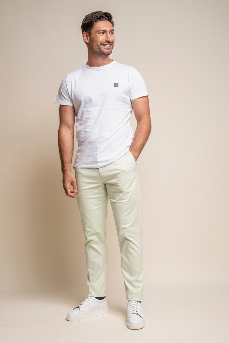 Men's Cotton Chino Trousers - DAKOTA - Sage Creeam