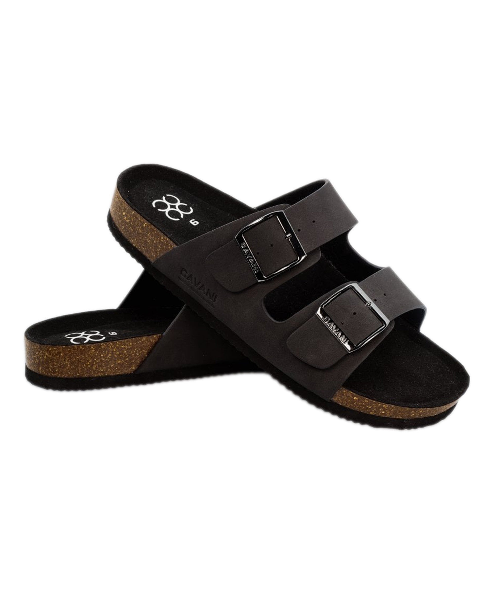 Men's Buckle-Strap Cork Slider Sandals - DAYTONA - Black