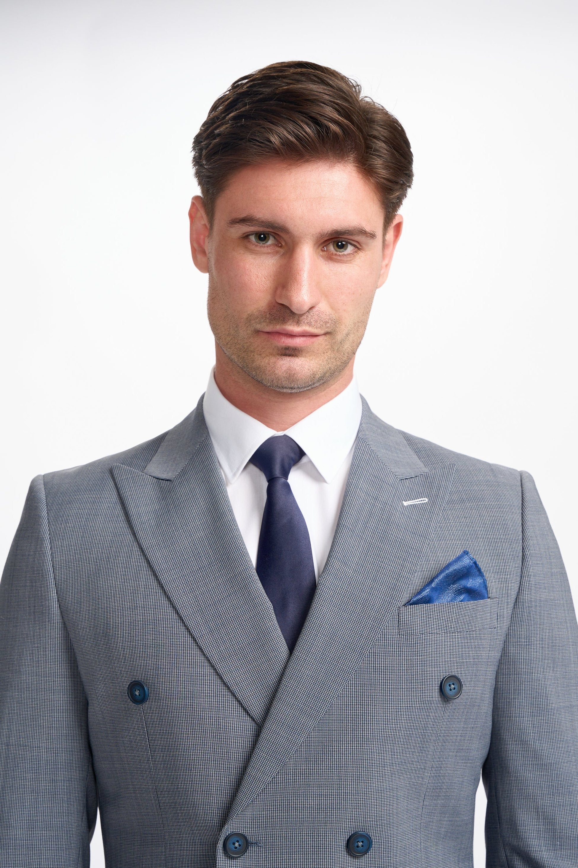 Men’s Grey Blue Puppytooth Suit – BOND D/B - Blue Grey