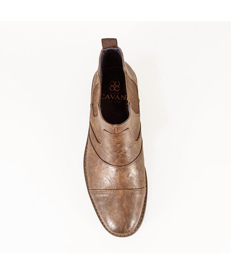 Men���s Italian Couture Slip On Leather Chelsea Boots - Tan Brown