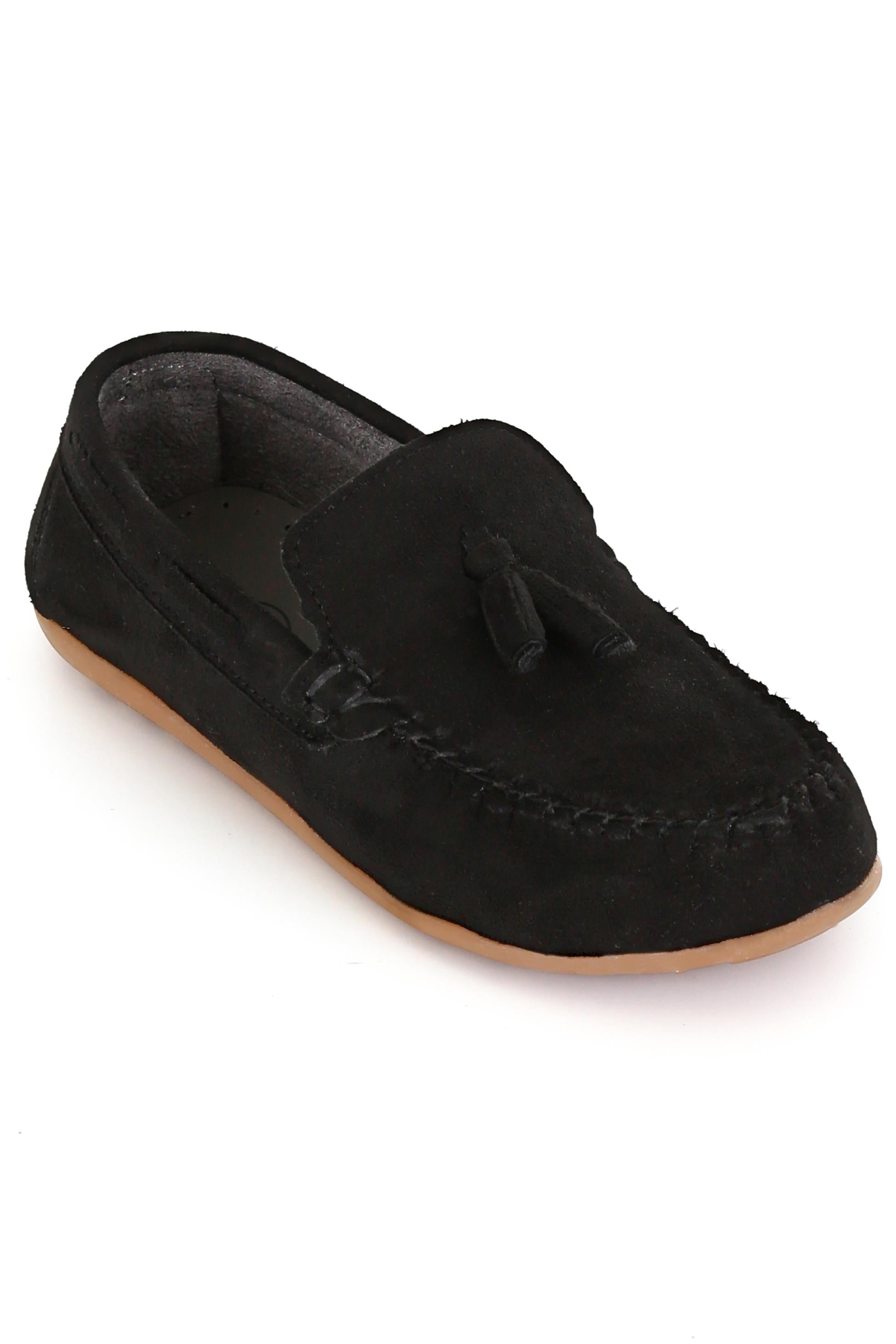 Boys Slip on Tassel Suede Penny Loafer - BABYLON - Black