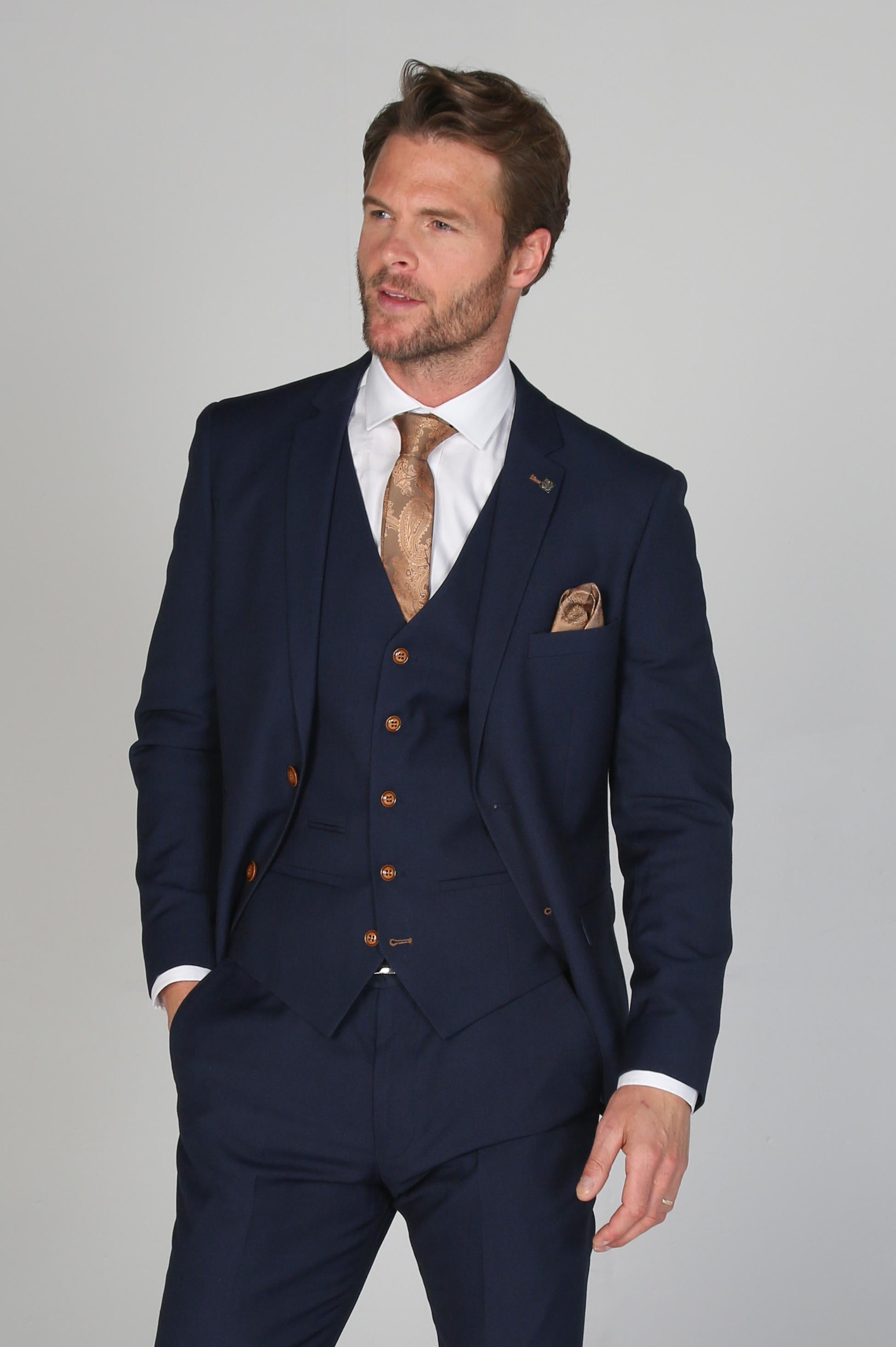 Men's Tailored Fit Suit Jacket - MAYFAIR - Navy Blue