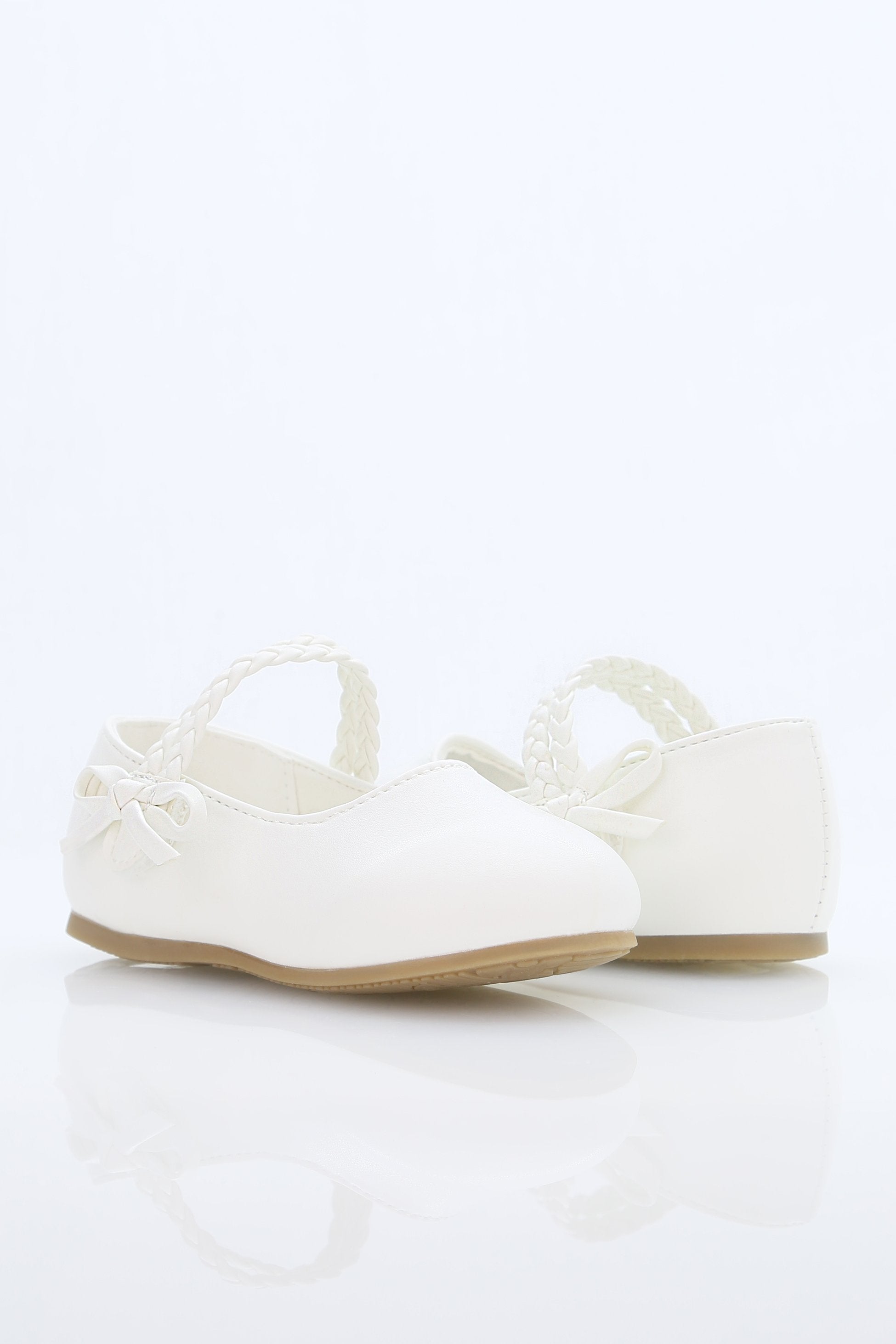 Little Girls’ Braided Strap Mary Jane Shoes with Bow - OPHELIA - White