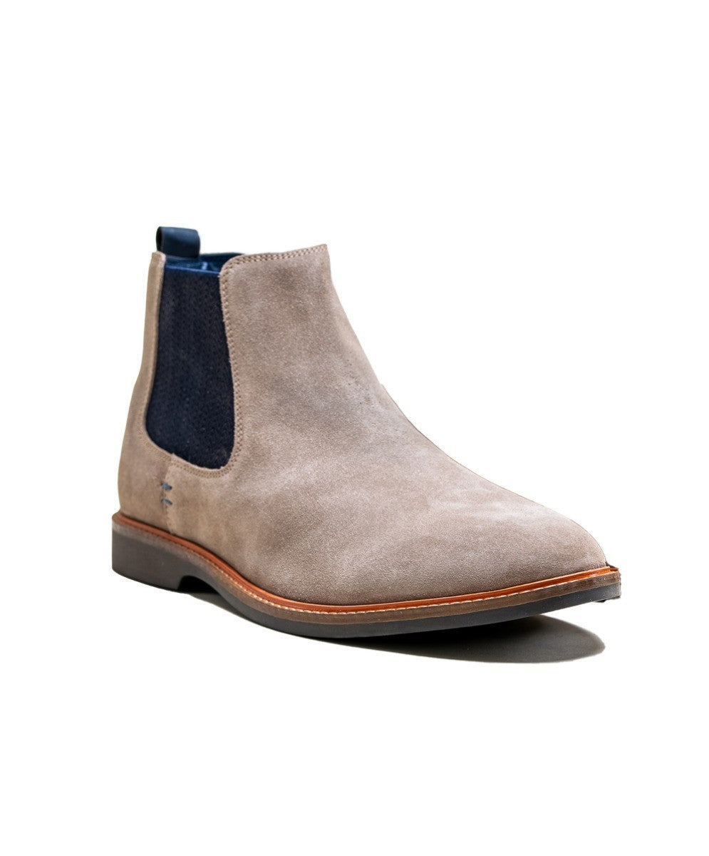 Men's Suede Chelsea Boots in Stone Beige | SIRRI