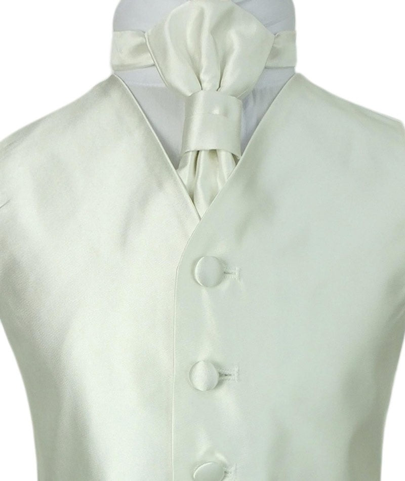 Boys Satin Waistcoat & Cravat Set - Ivory