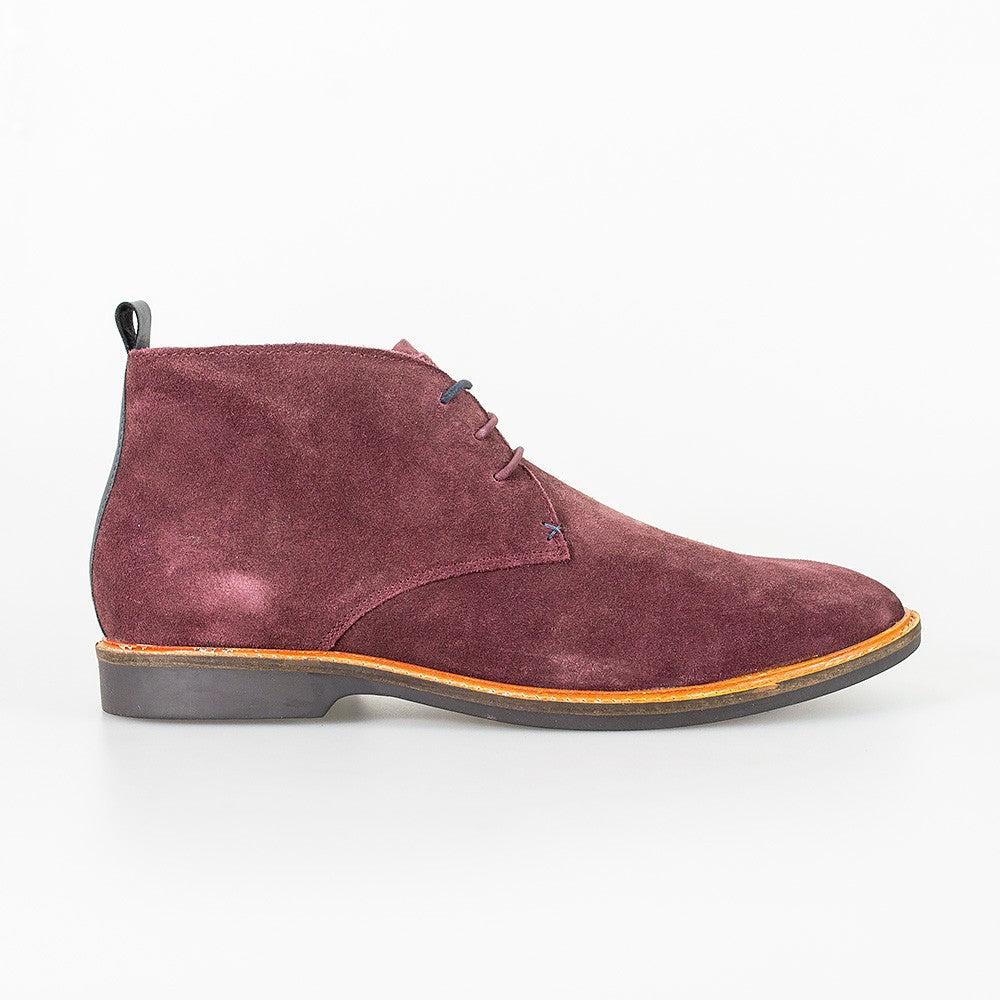 Men's Suede Chukka Boots - SAHARA - Burgundy