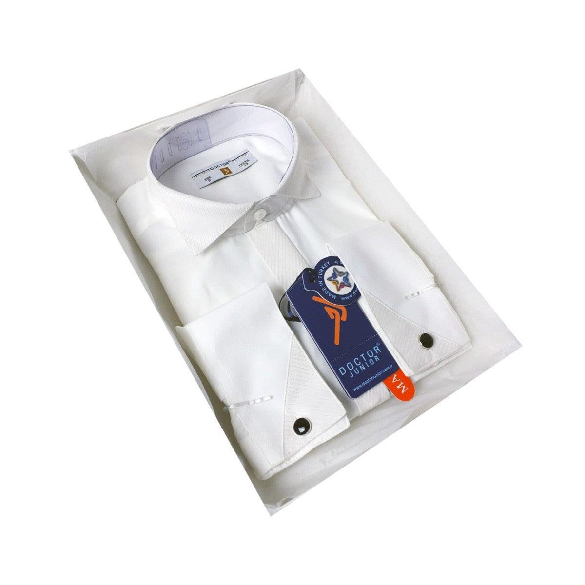 Boys Wing Collar Cufflink Shirt - ATAYAKA - Cream