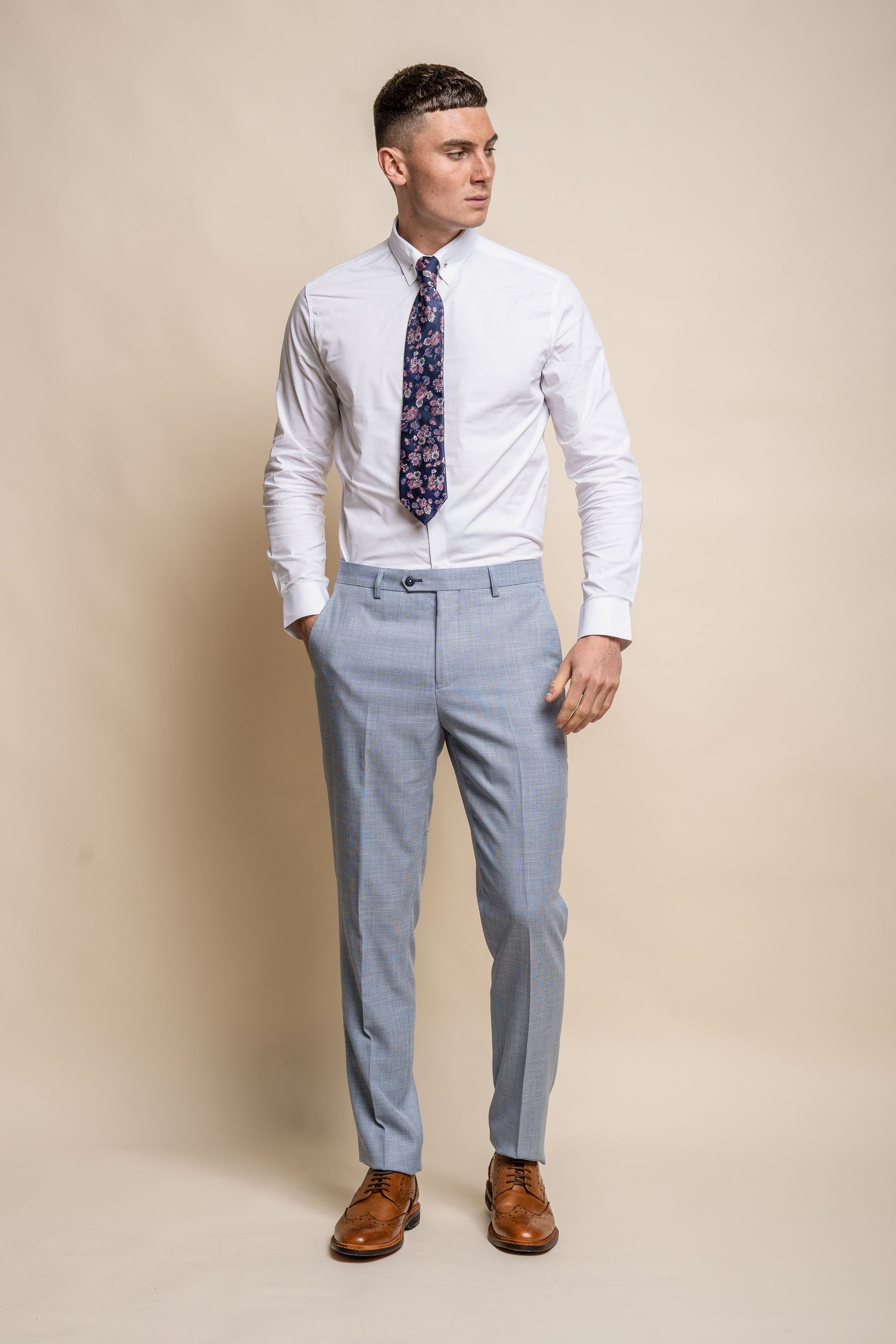 Men's Slim Fit Formal Trousers - MIAMI - Sky Blue