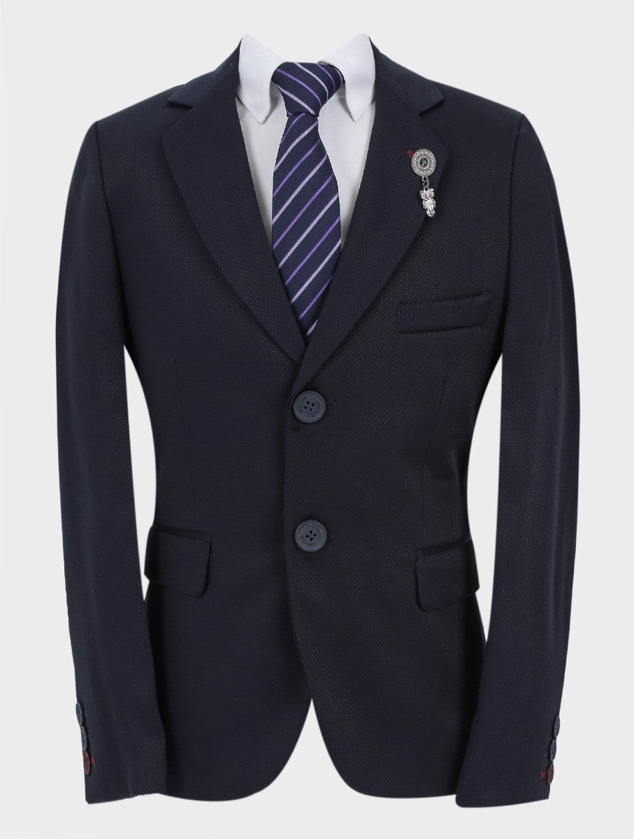 Boys Slim Fit Formal Suit - Navy Blue