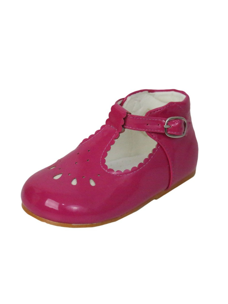 Girls Bridesmaid Perforated Shoes - Fucshia