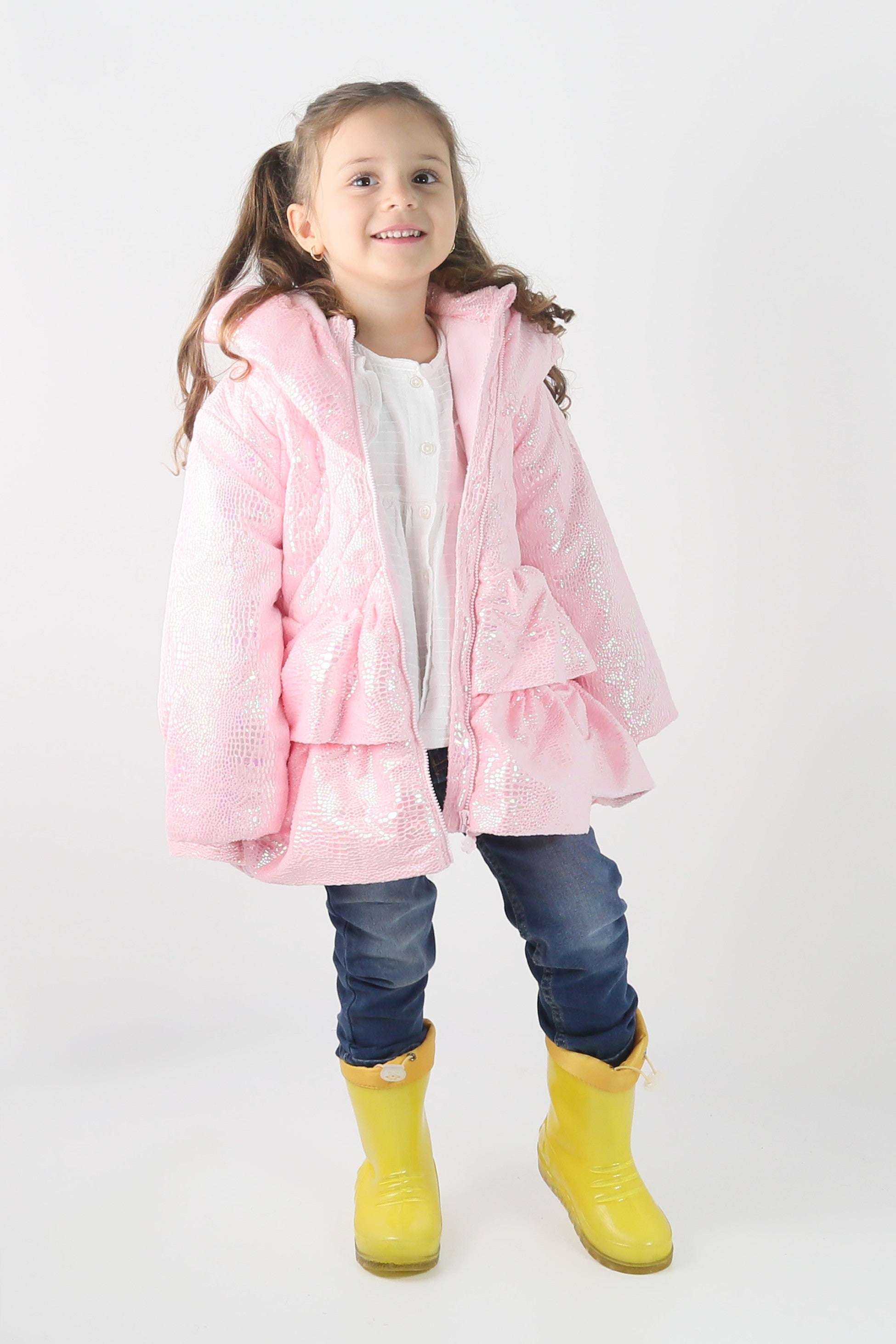 Baby & Girls' Iridescent Quilted Hooded Puffer Coat - SCARLET - Pink