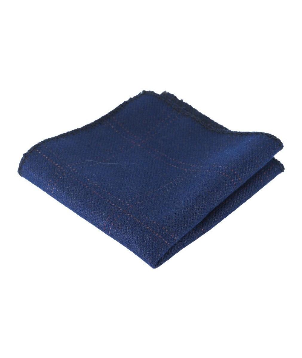 Boys & Men's Check Tweed Pocket Handkerchief - Navy Blue