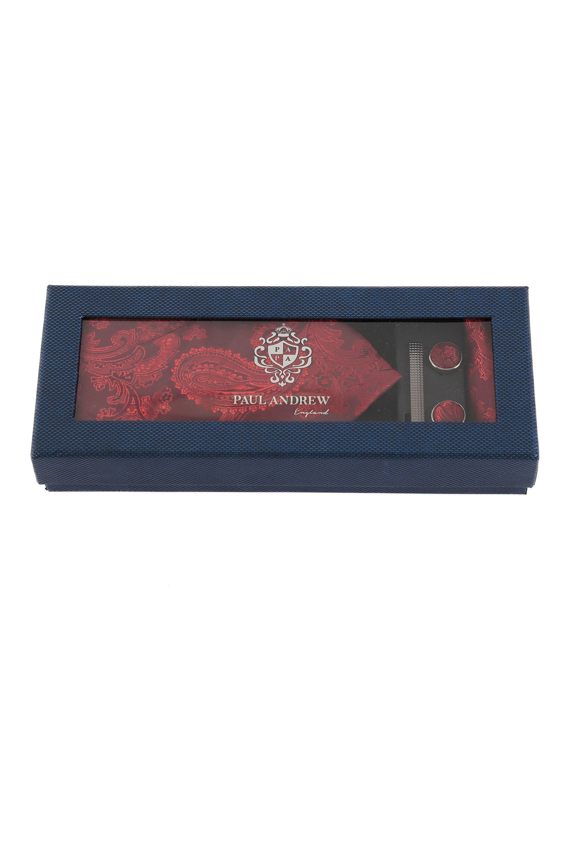 Men's Paisley Tie Cufflink Set - Red