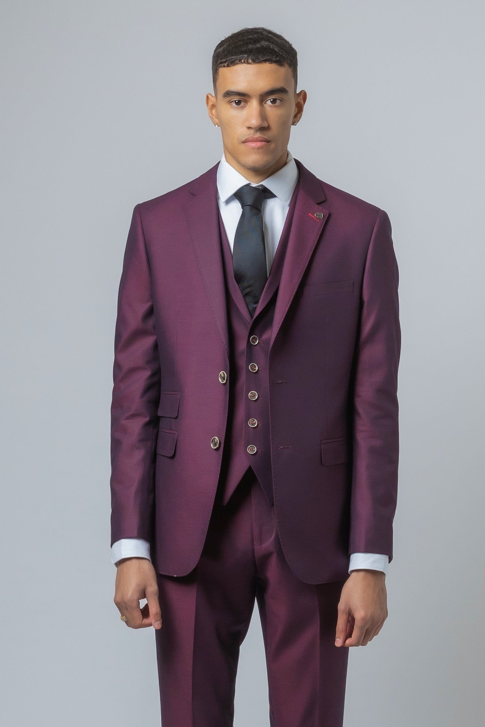 Men's Lincoln Slim Fit Burgundy Suit - Burgundy