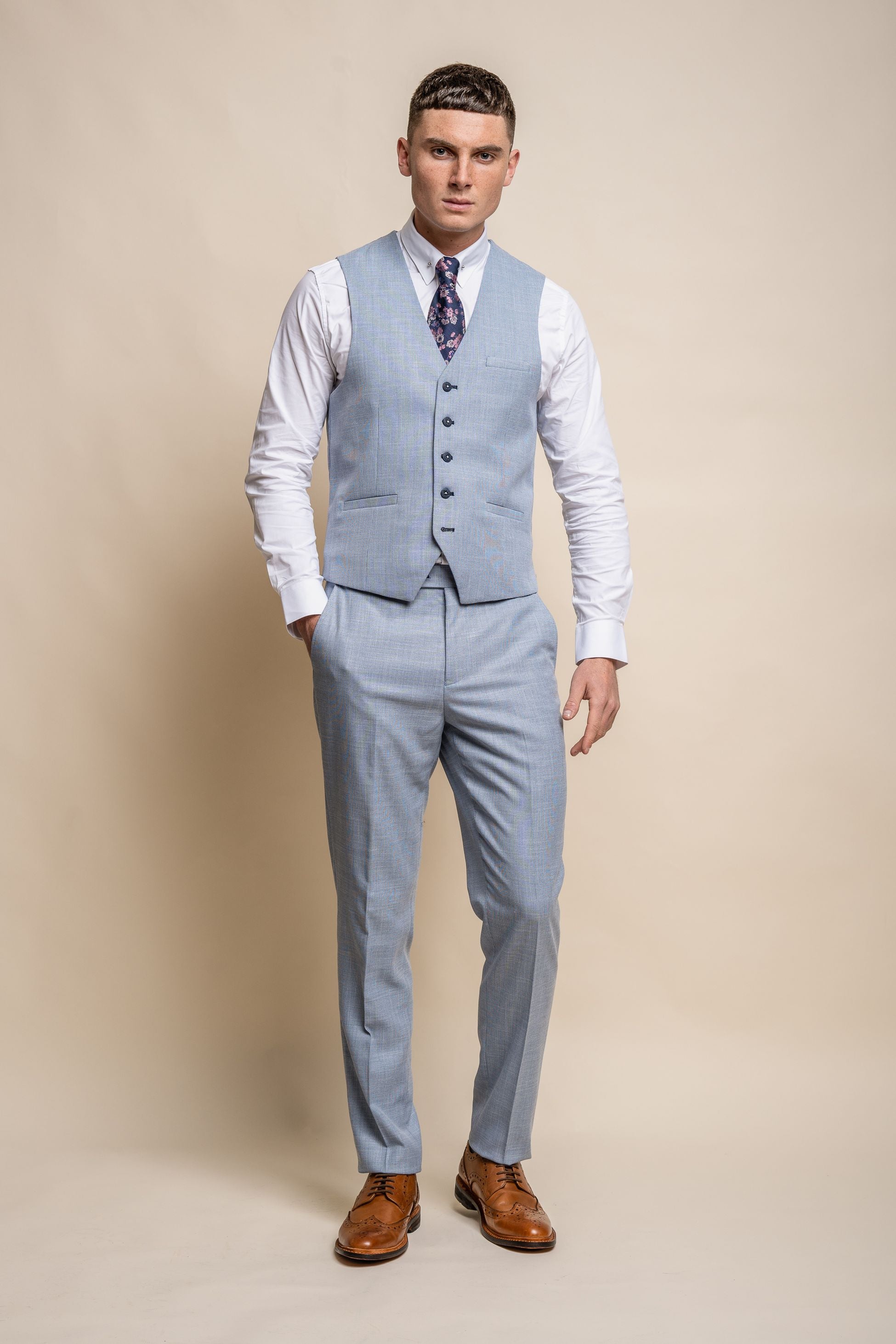 Men's Slim Fit Formal Waistcoat- MIAMI - Sky Blue