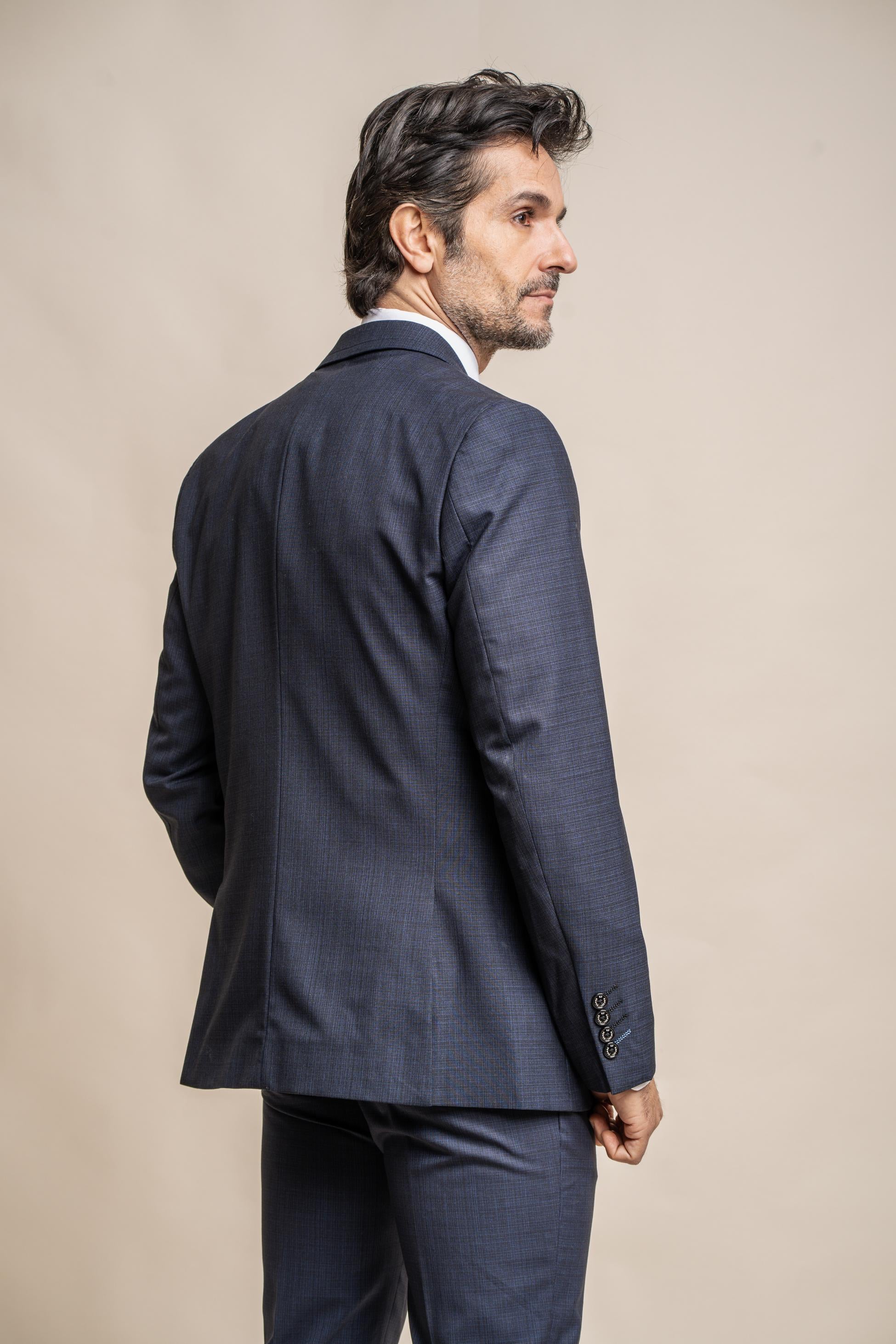 Men's Slim Fit Navy Suit - SEEBA - Navy Blue