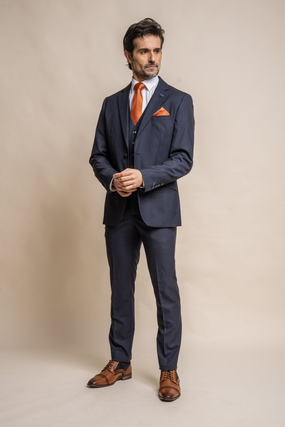 Men's Slim Fit Navy Suit - SEEBA - Navy Blue