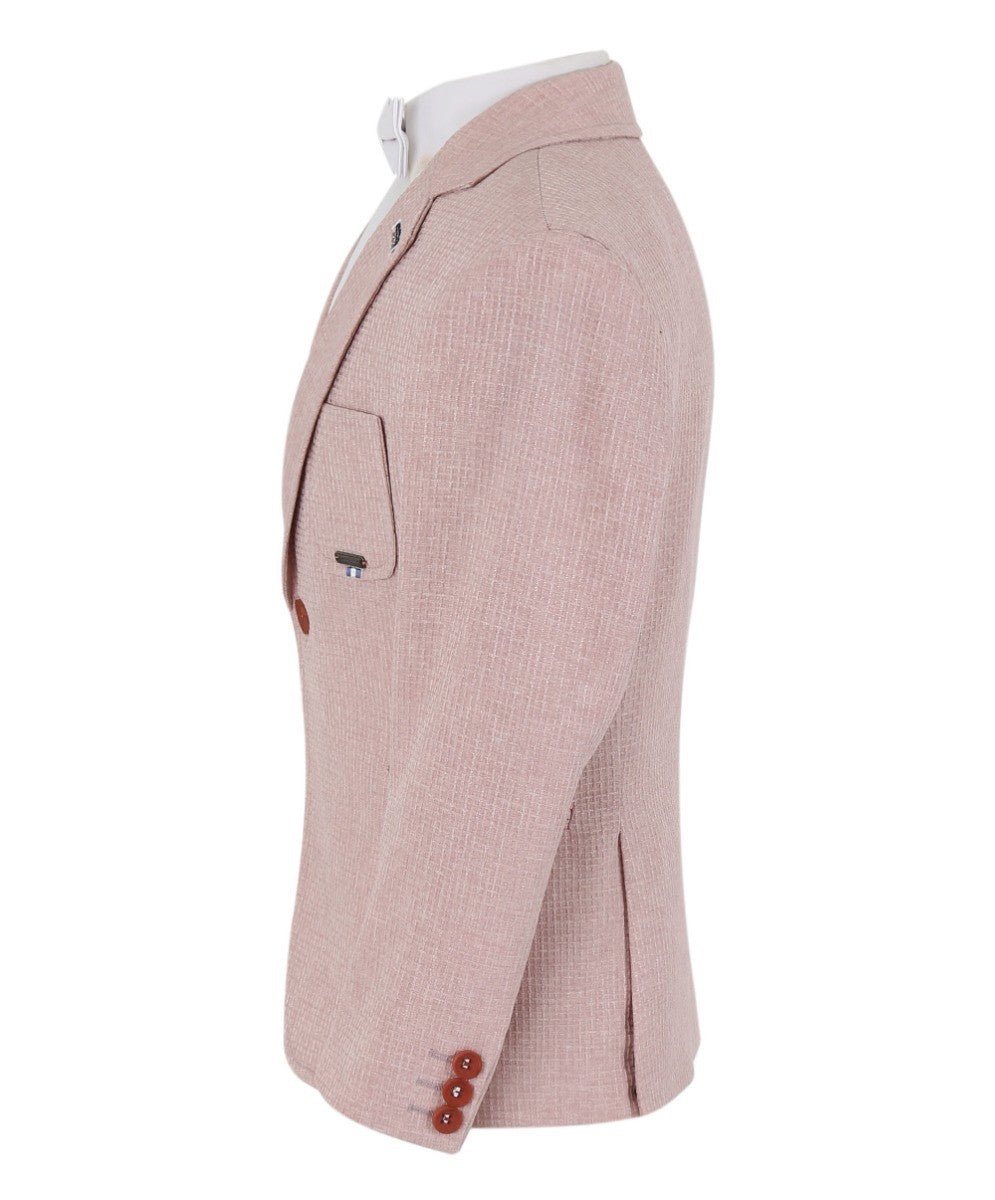 Boys Twill Single Breasted Slim Fit Blazer - TERRY - Powder Pink