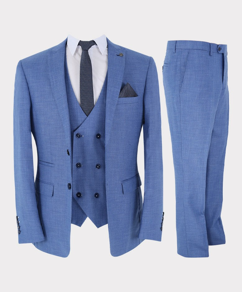 Men's Light Blue Tailored Fit Suit - JAYDEN - Blue