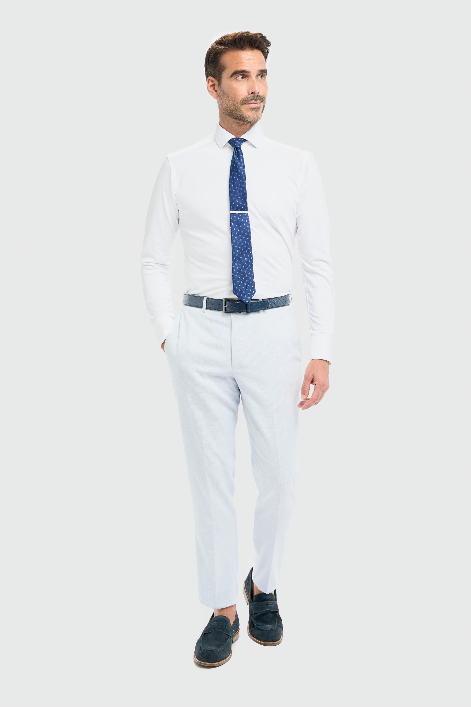 Men’s Slim Fit Textured Formal Trousers - Tropez - Sky Blue