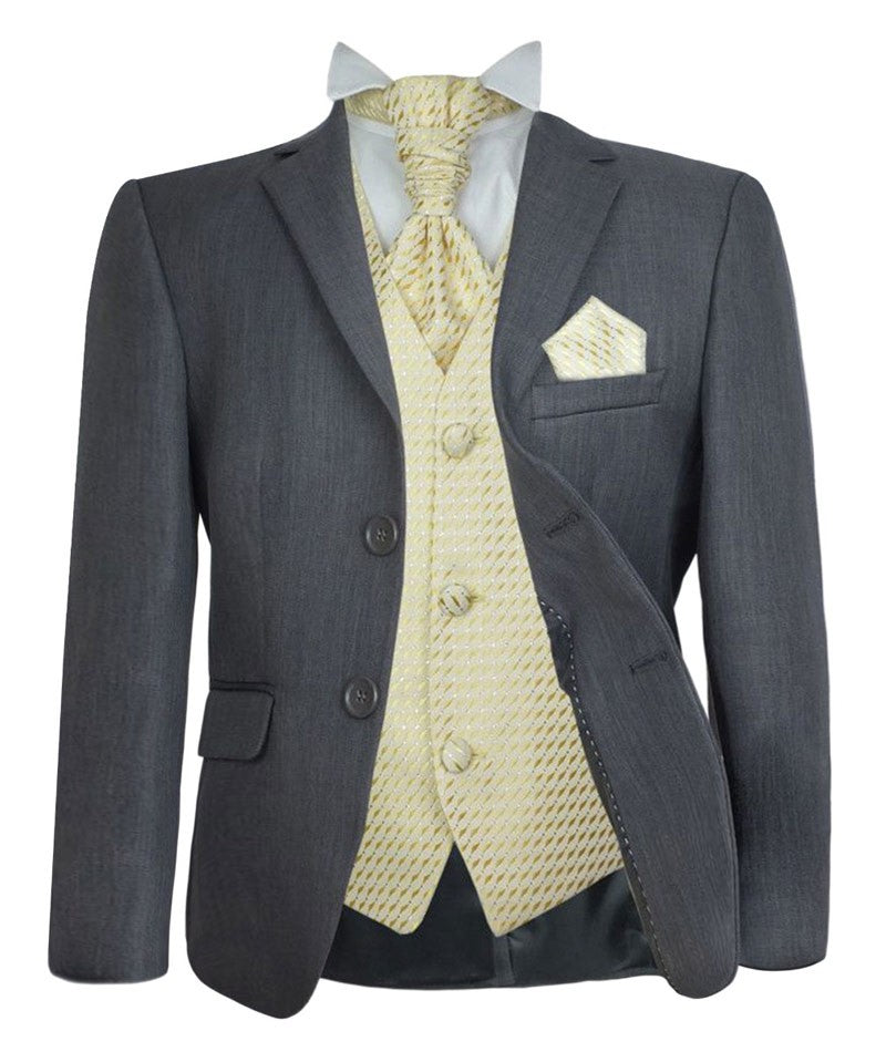 Boys Grey Suit & Choice Of Waistcoat - THOMAS - Grey