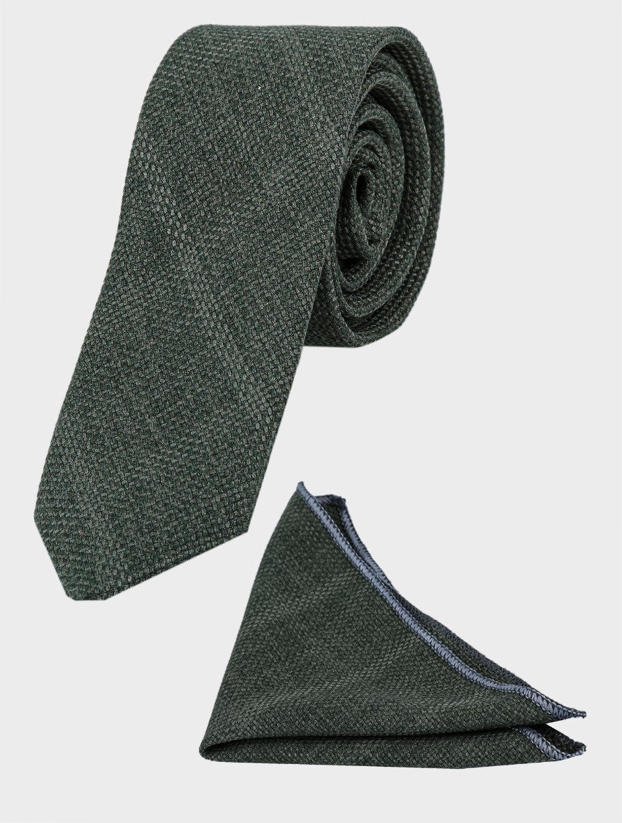 Boys Tweed Windowpane Check Cotton Waistcoat - Green