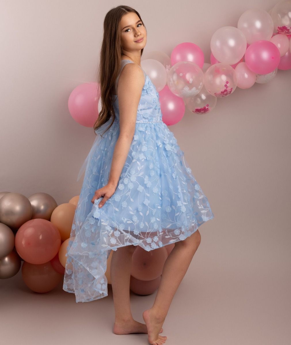 Floral Dress for Girls - COURTNEY - Baby Blue