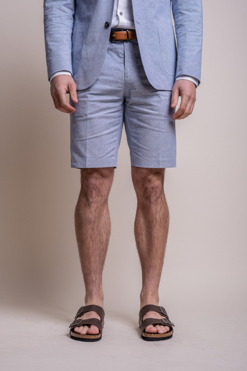 Men's Slim Fit Textured Short - FREDRIK Blue - Blue