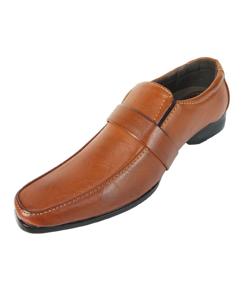 Boys Formal Slip On Tan Shoes - Tan Brown