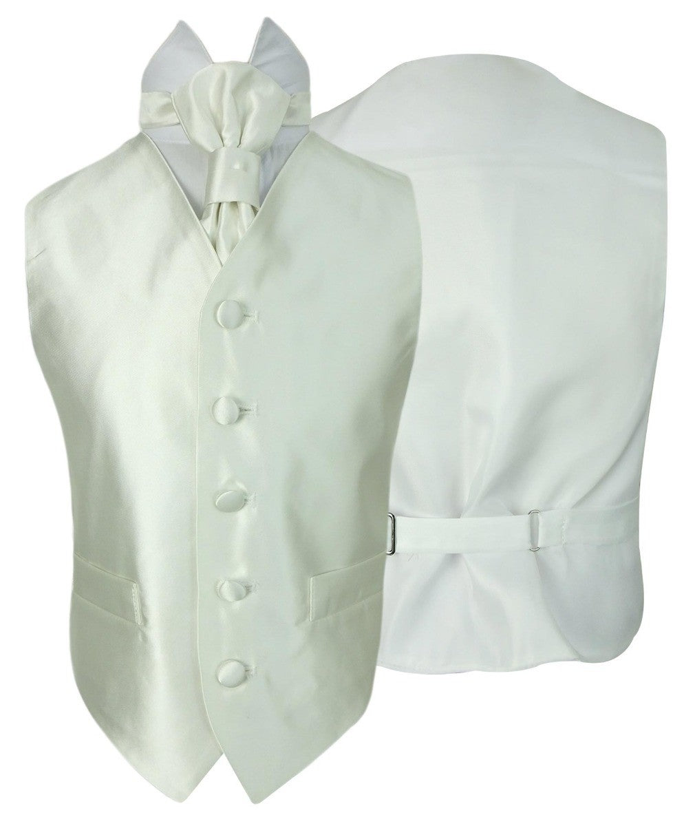 Boys Satin Waistcoat & Cravat Set - Ivory