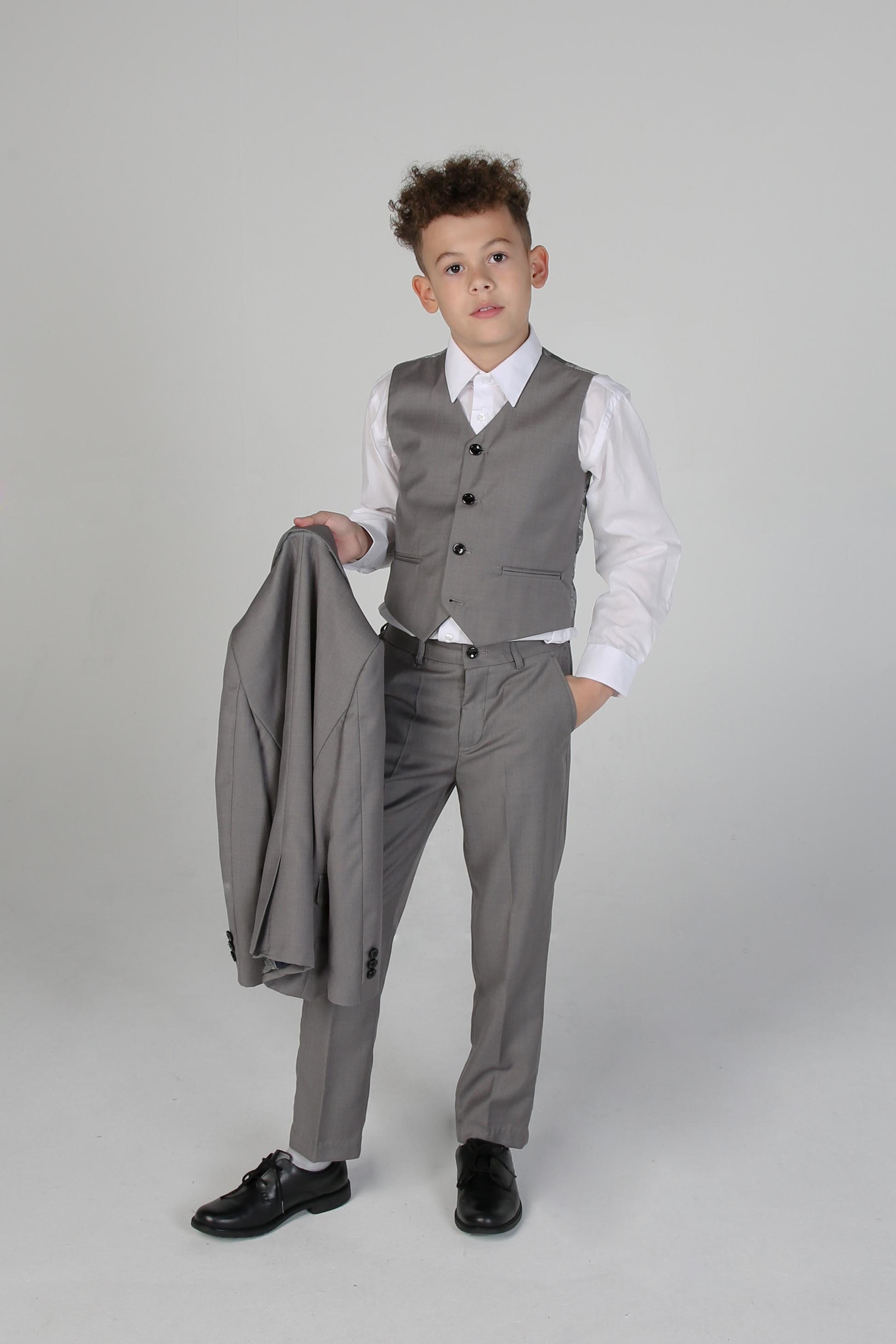 Boys Tailored Fit Black Suit - PARKER - Light Grey