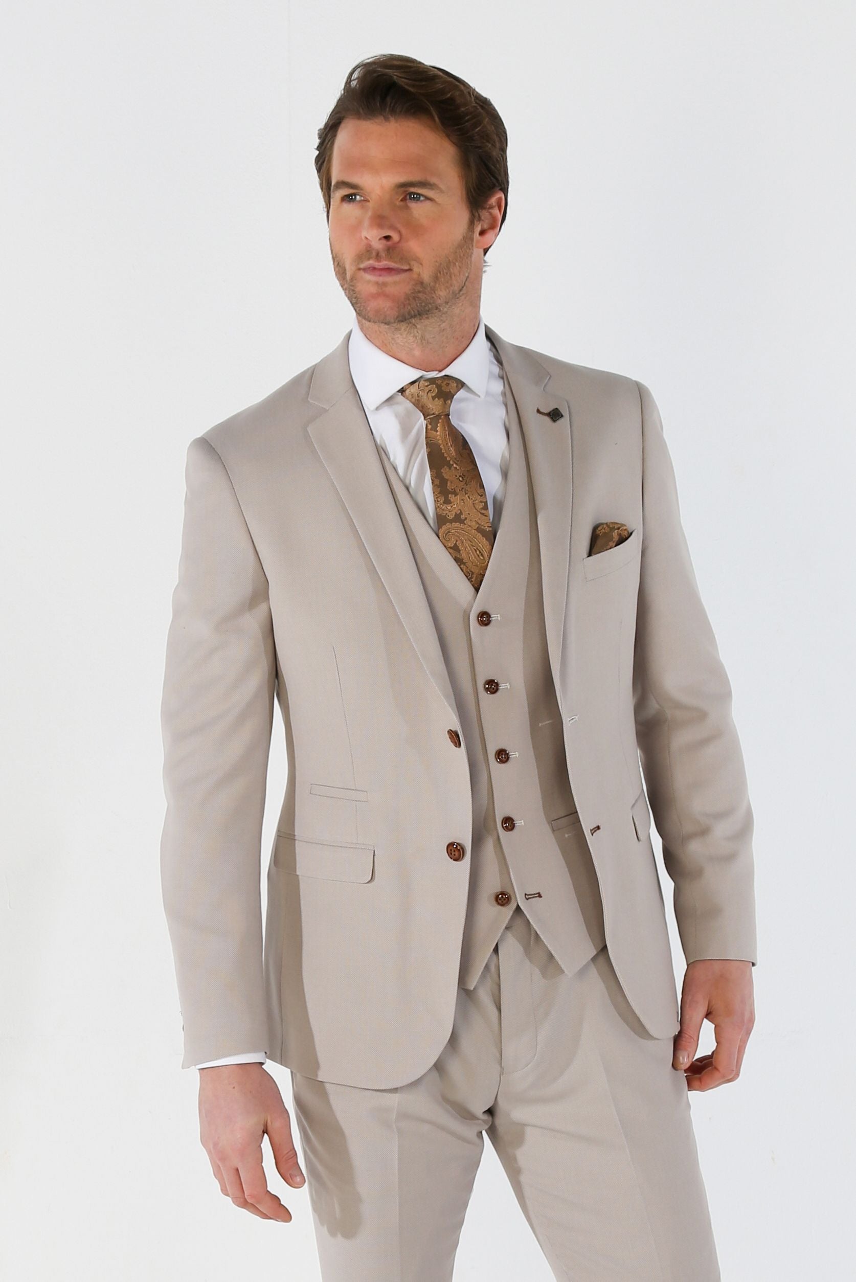 Men's Tailored Fit Suit Jacket - MAYFAIR - Stone