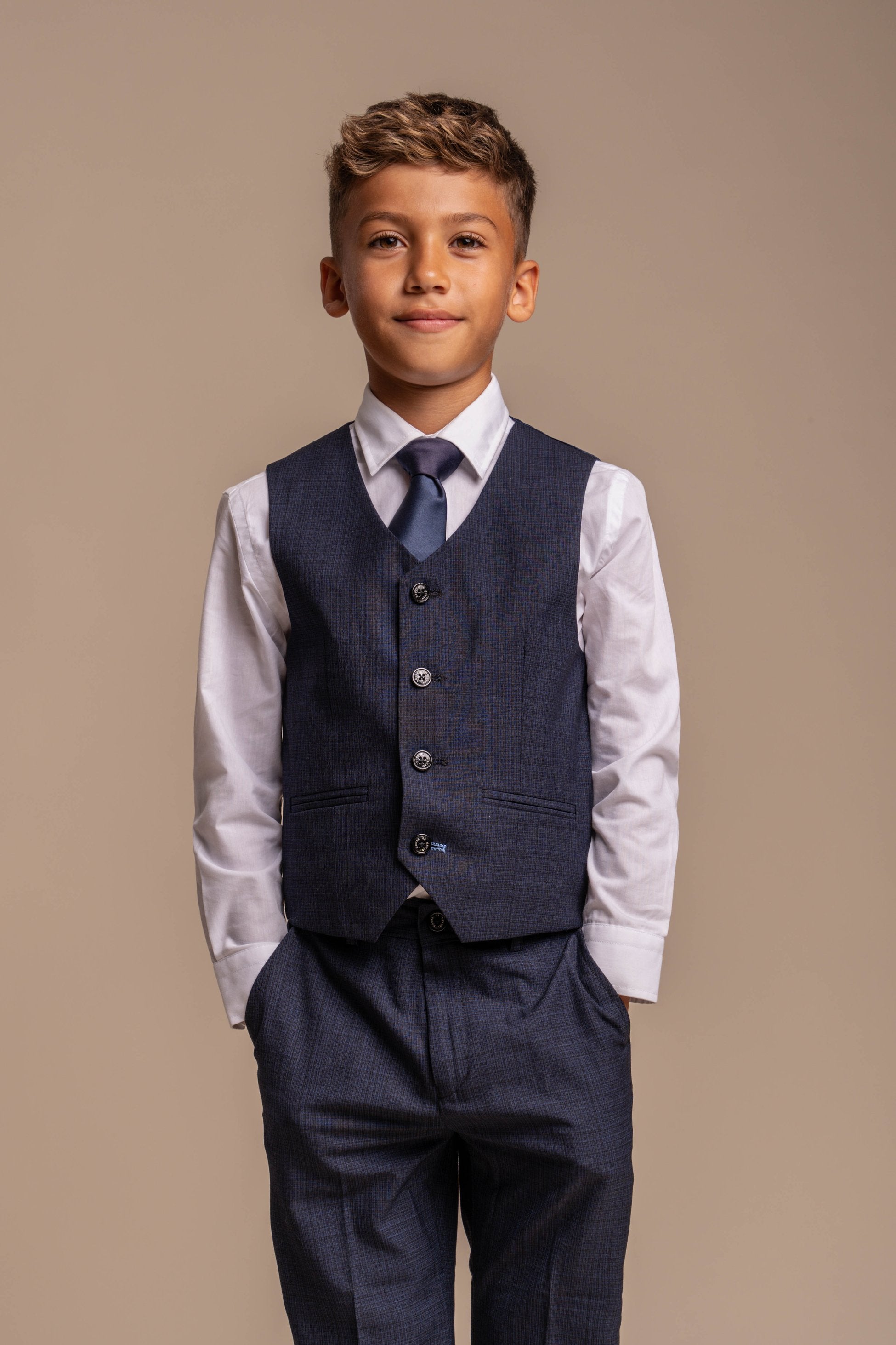 Boys Slim Fit Navy Suit - SEEBA - Navy Blue