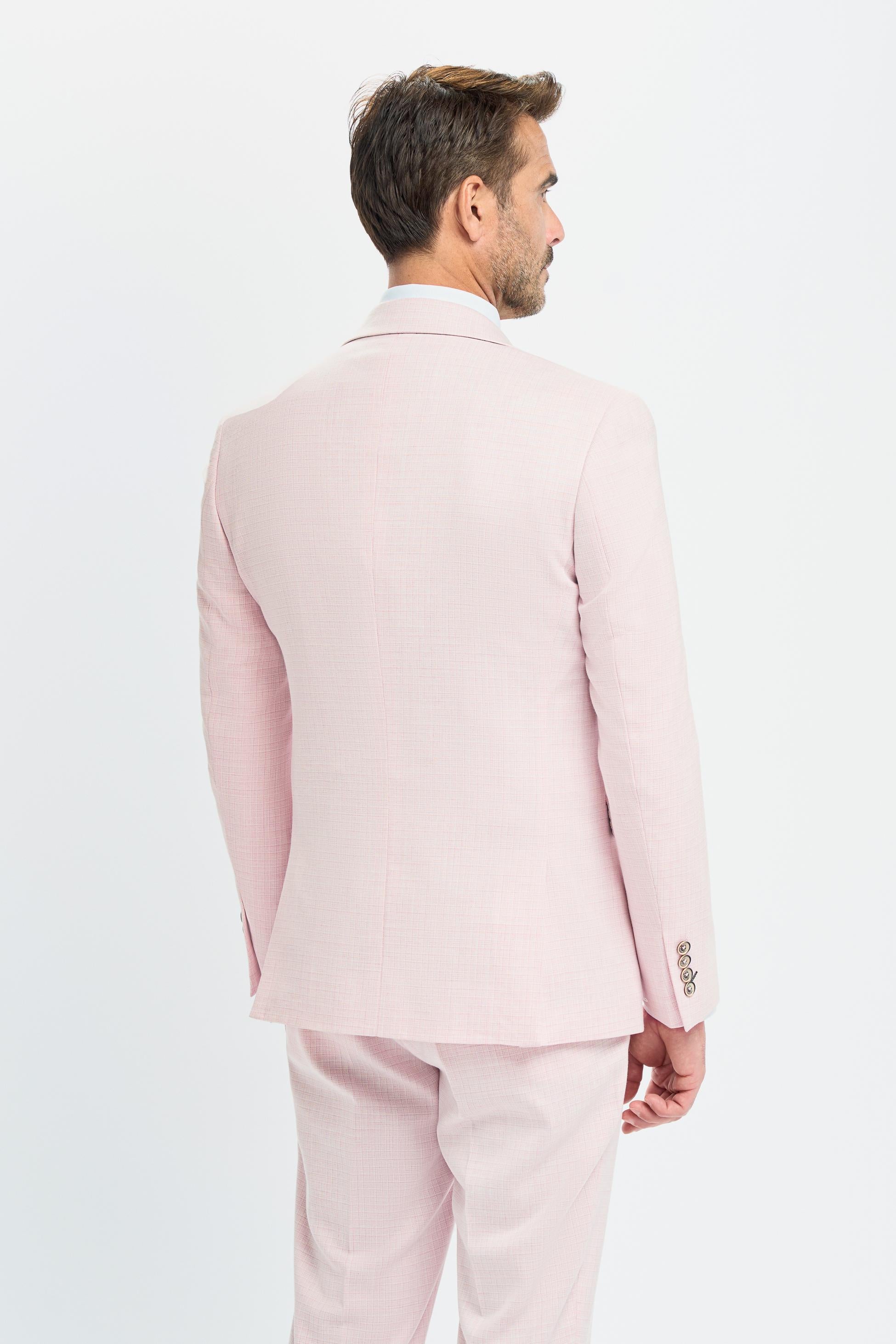 Men’s Slim Fit Textured Formal Suit Jacket - Tropez - Mauve