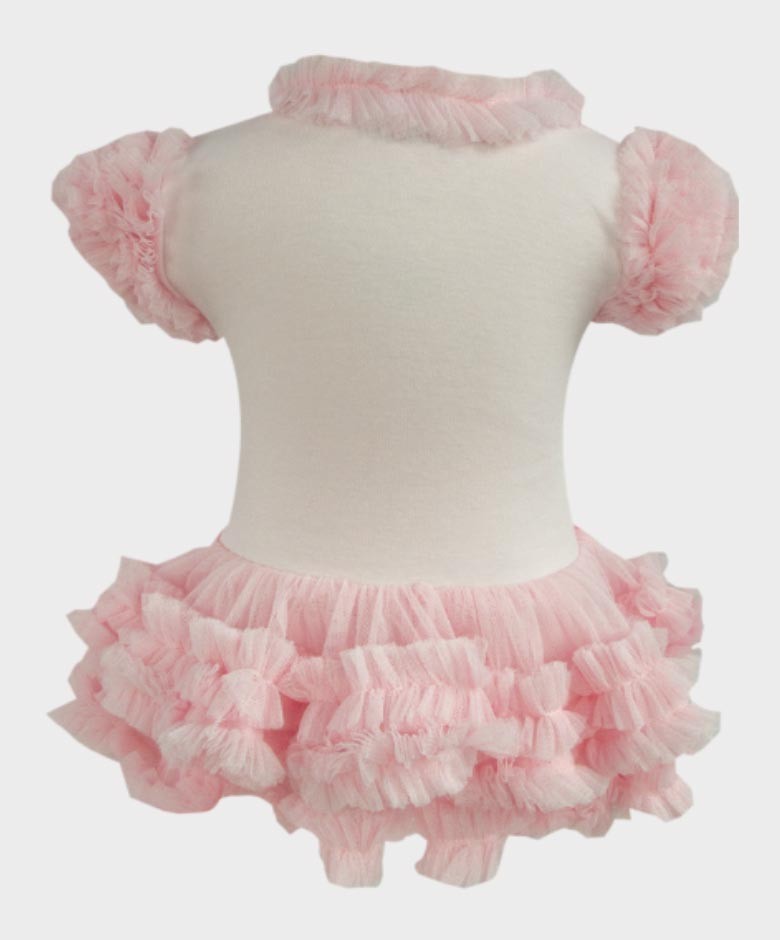 Baby Girl Tulle Cotton Tutu Bodysuit - Pink