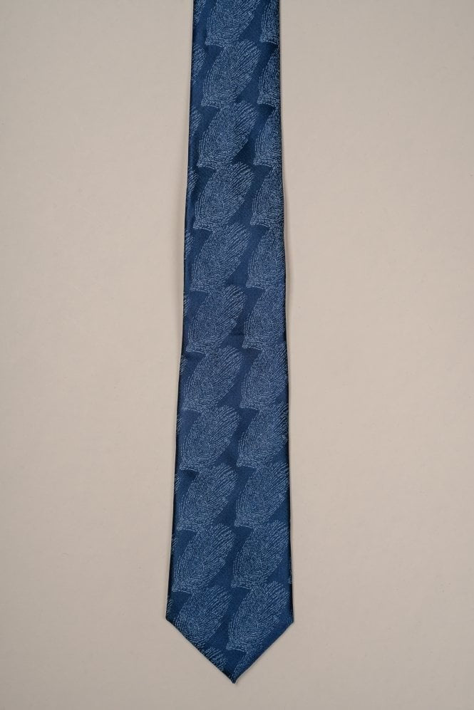 Men's Leaf Pattern Blue Tie - Dark Blue