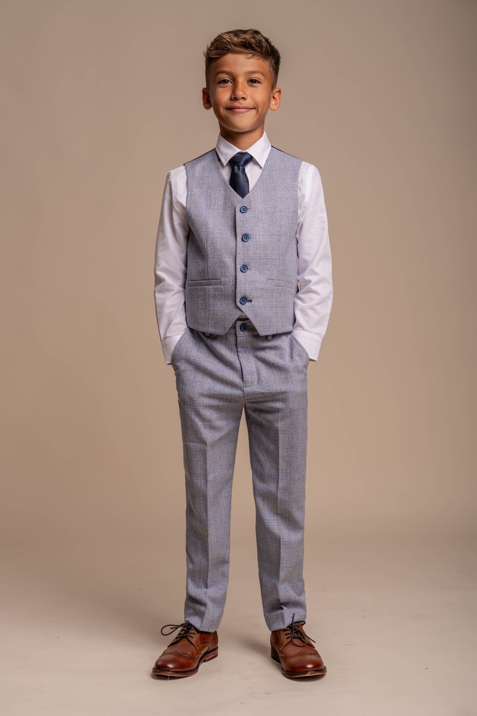 Boys Slim Fit Formal Suit - CARIDI - Blue