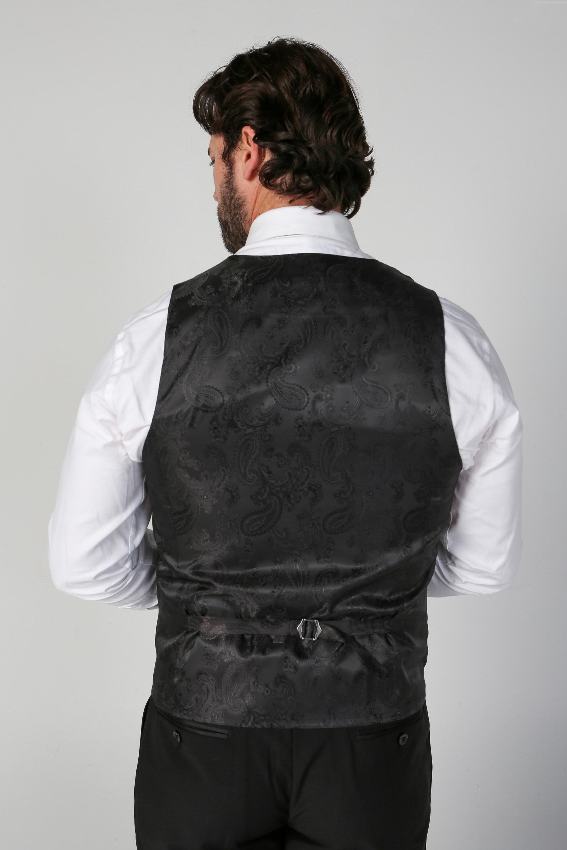 Men's Black Double-breasted Tuxedo Suit Waistcoat - FORD - Black