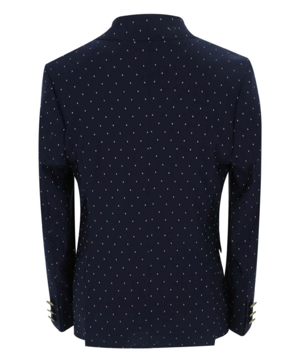 Boys Polka Dot Slim Fit Suit - ARISTOTLE - Navy Blue