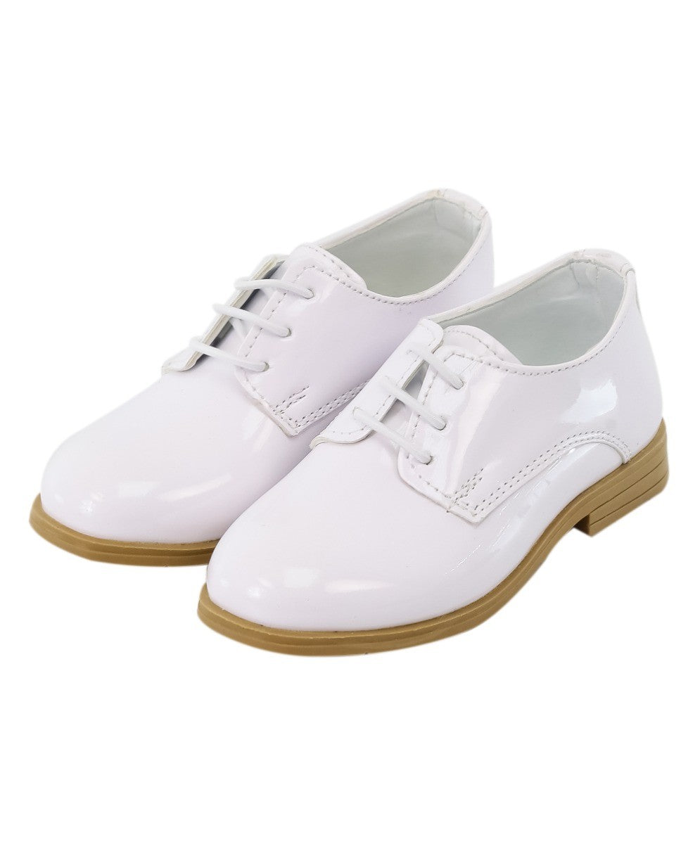 Boys Derby Patent Lace Up White Communion Shoes - White