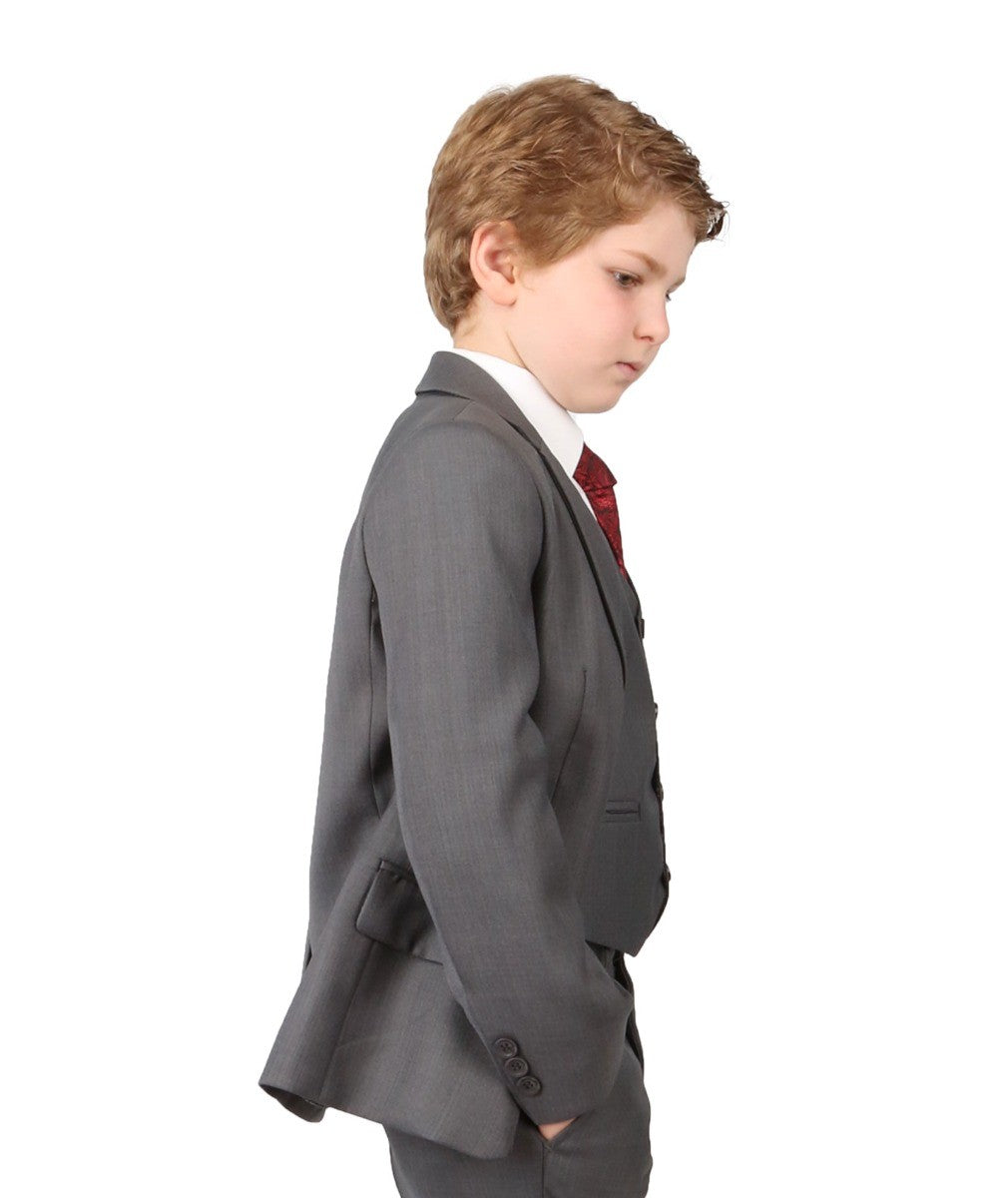 Boys Regular Italian Fit Grey Suit - Grey