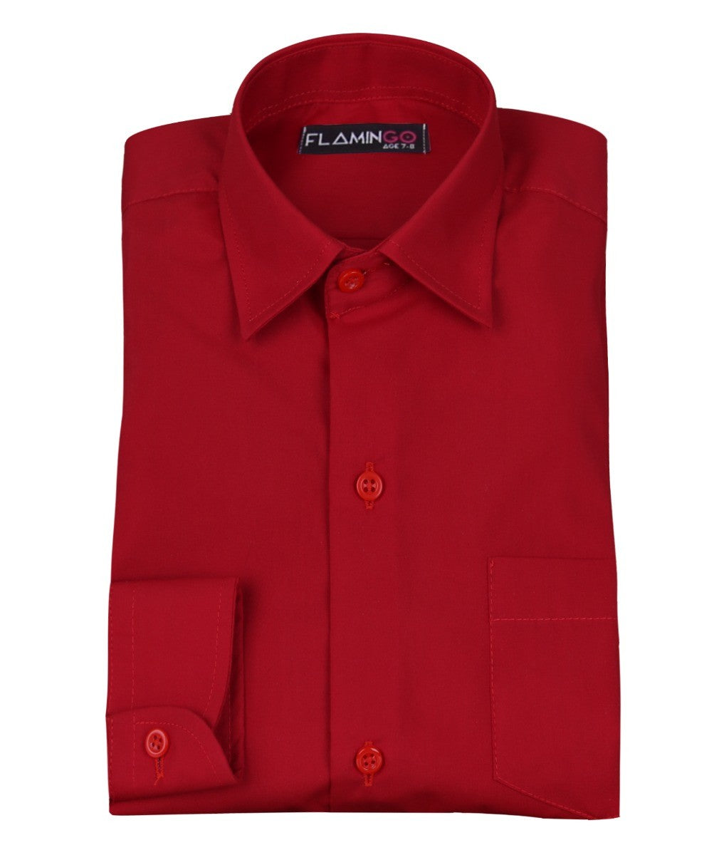 Boys Cotton Blend Formal Shirt - Red