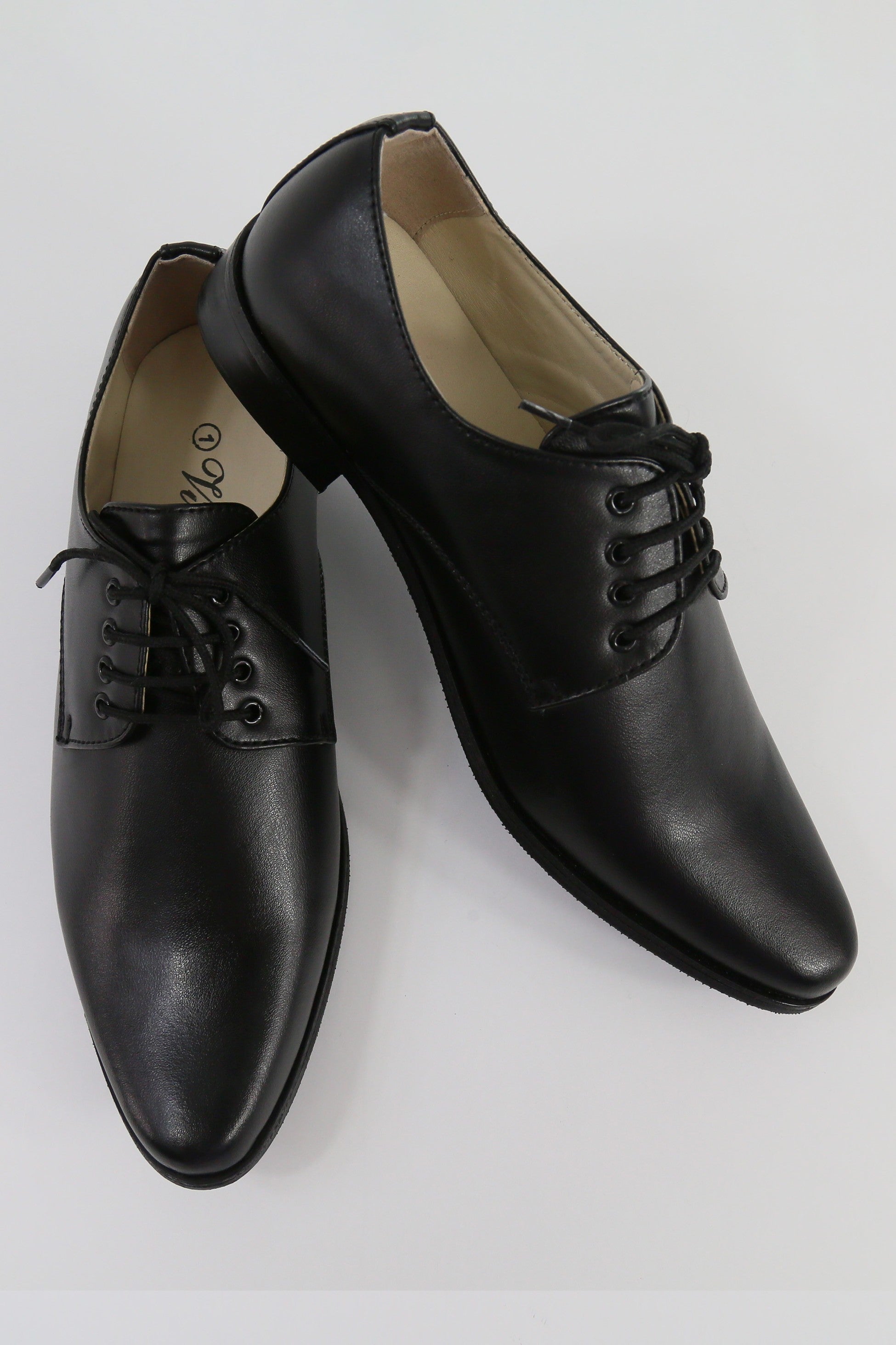 Boys Matte Leather Derby Shoes - GEORGE - Black